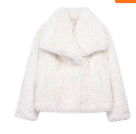Thick Winter Plush Women's Fashion Bolero Jacket, Large Lapel