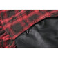 Dark in Love Red-Black Plaid Leather-Layered Punk Sweetcore Dress