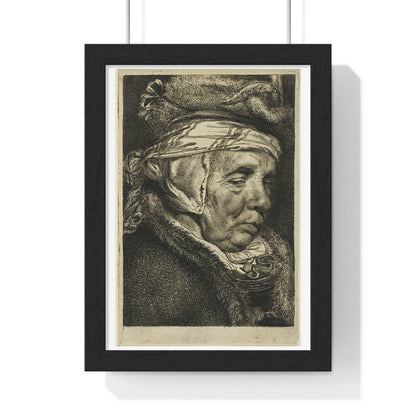 Head of an Old Woman (So-Called Portrait of Visscher's Mother) by Cornelis Visscher, from the Original, Framed Print