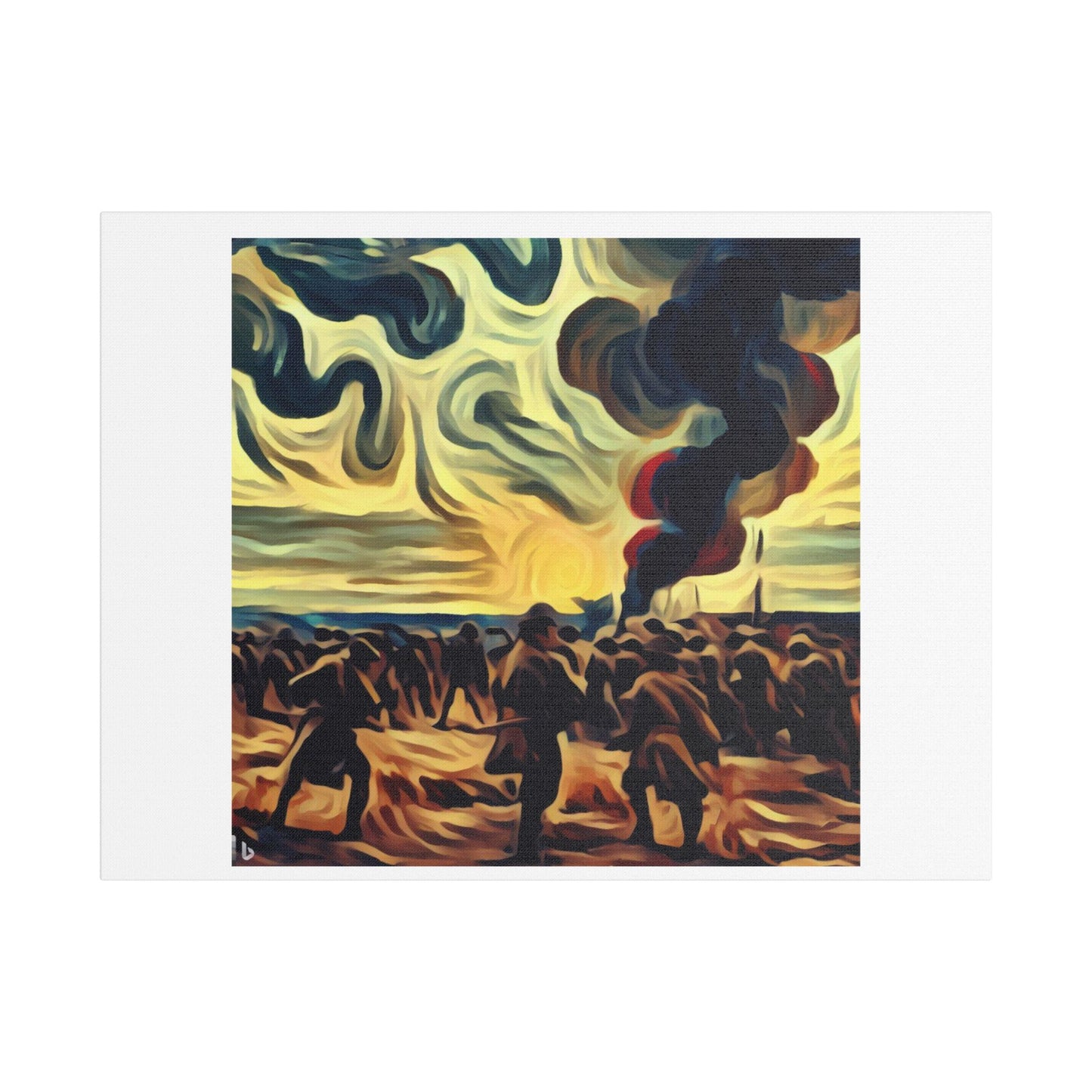 War in the Style of Edvard Munch 'Designed by AI' Art Print on Canvas