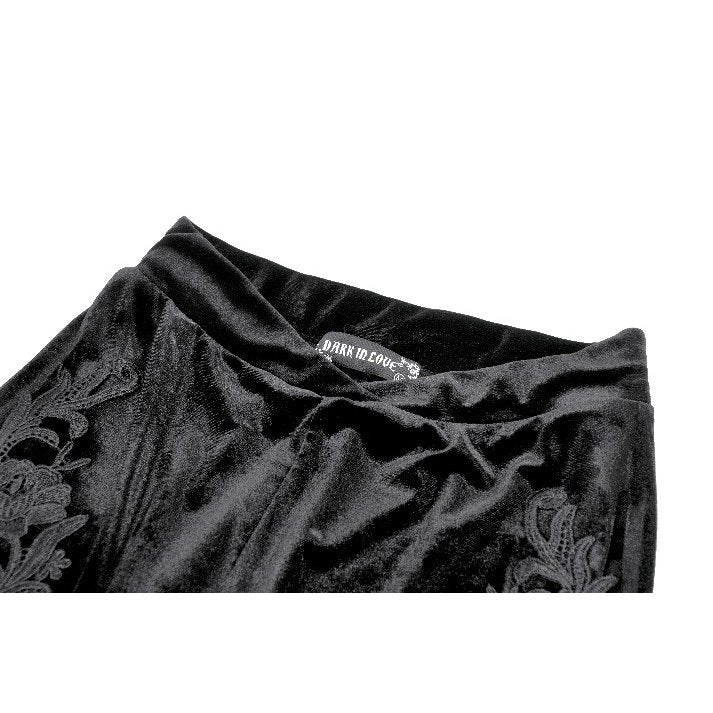 Dark in Love Erzebeth Velvet Lace Flare Trousers in Black