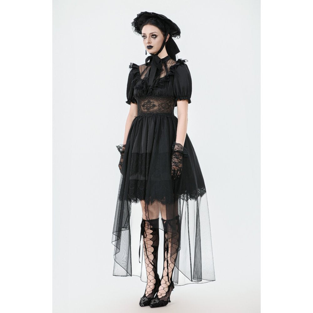Dark in Love Ebon Rose High-Low Mesh and Lace Goth Dress