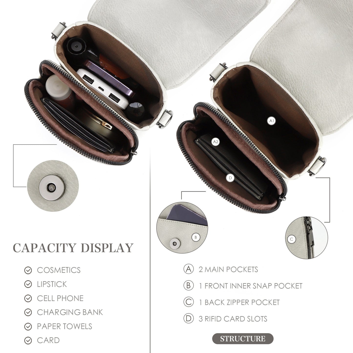 Adjustable Shoulder Strap, Unisex Portable Small Crossbody Bag