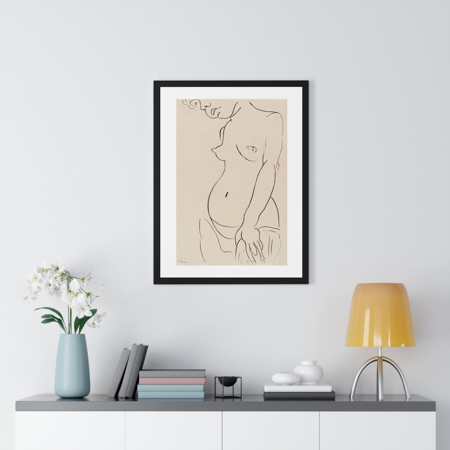 Nude Three Quarters, Part of Head Cropped (1913) by Henri Matisse from the Original, Framed Art Print
