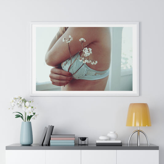 Woman and Flower, Photographer Unknown, from the Original, Framed Print