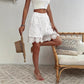 Women's White Lace-Embroidered Elastic-Waist Shorts, Plus Sizes