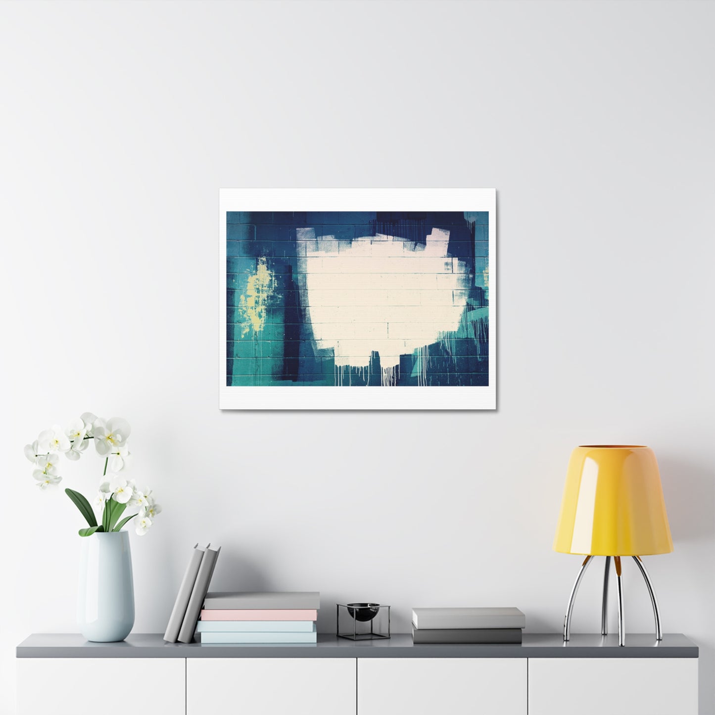 Urban Grunge on a Block Wall Art Print on Satin Canvas