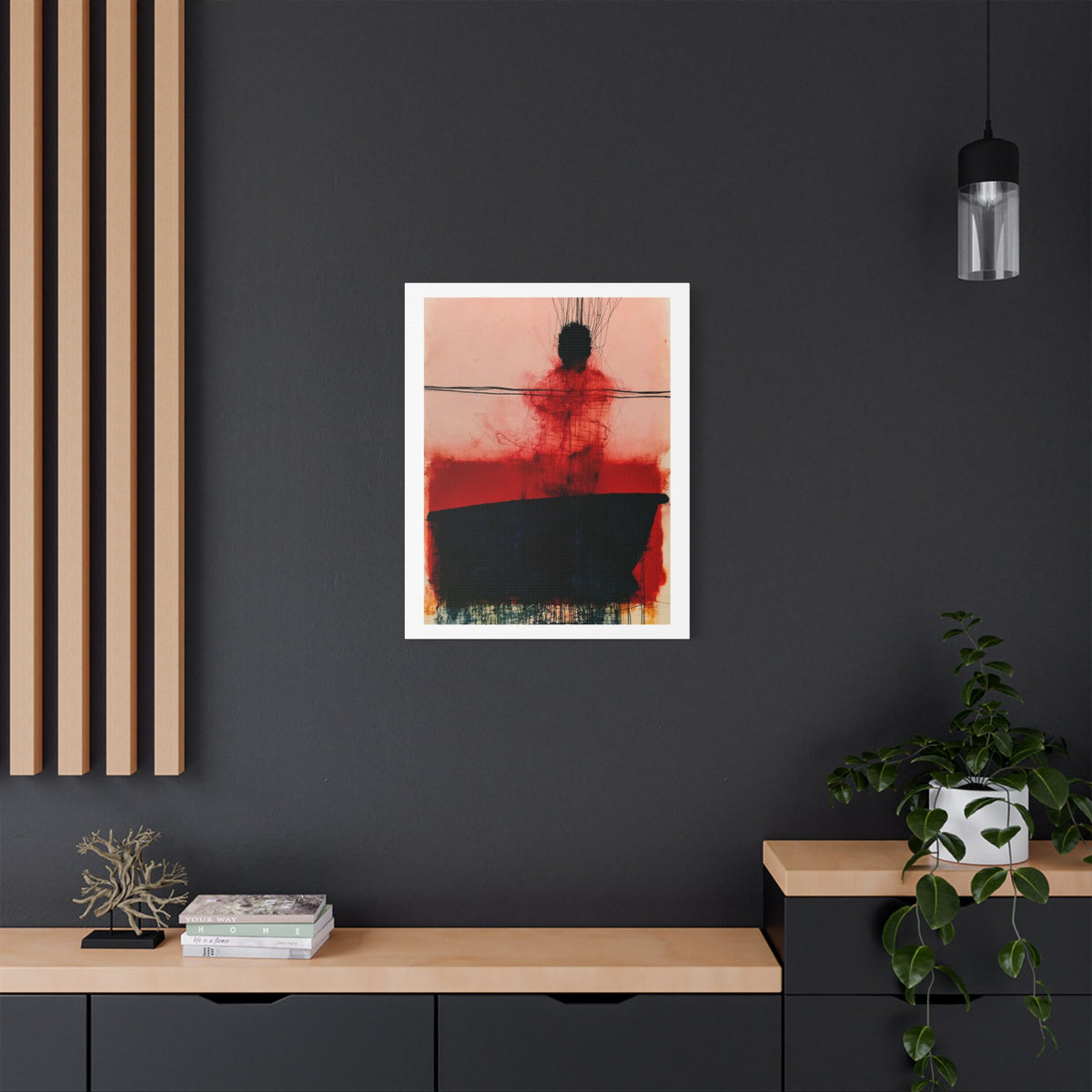 In a Boat, Neo-Surrealism, Art Print on Satin Canvas, Stretched