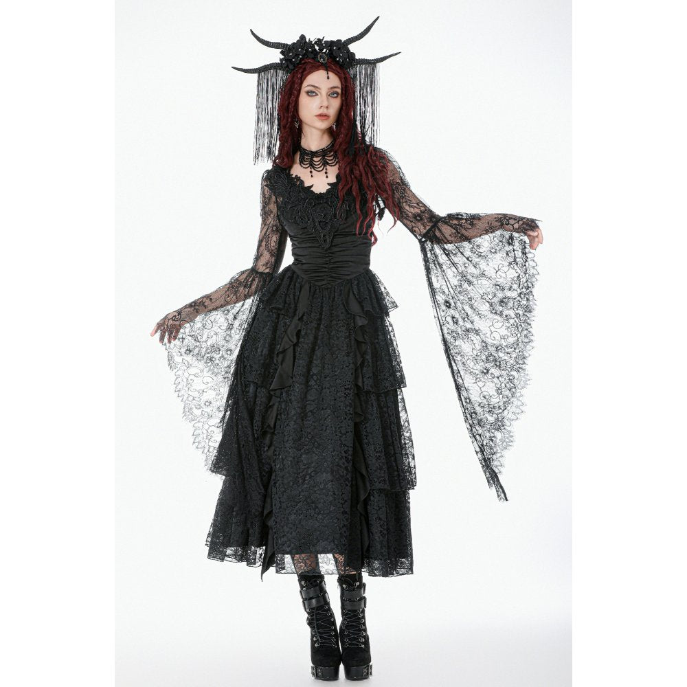 Dark In Love Gothic Lace Bell-Sleeve Cape
