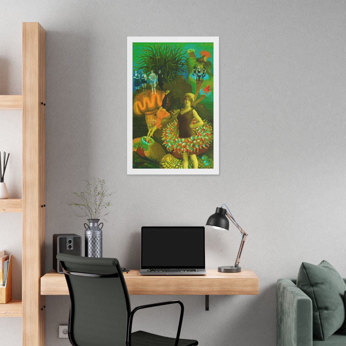 Deep Sea Divers, Surrealist Art, Digital Collage 'Designed by AI' Canvas Art Print