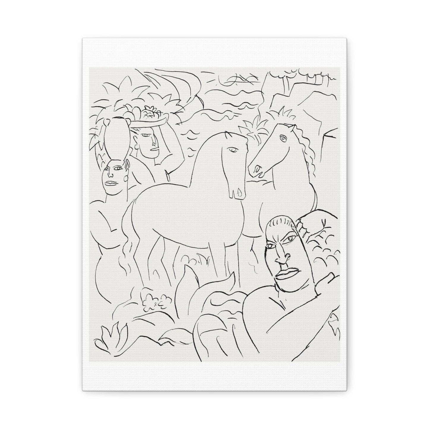 Landscape With a Man, Two Women and Horses (1891–1941) by Leo Gestel, Canvas Art Print from the Original