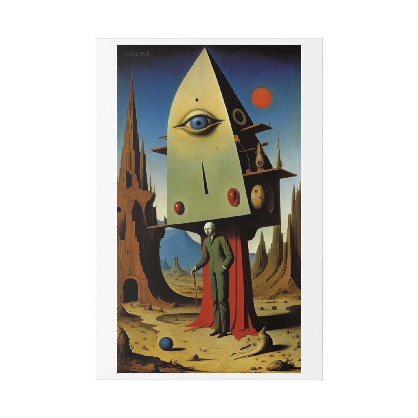 Man at the Watchtower, Surrealist Art Style 'Designed by AI' Canvas Art Print