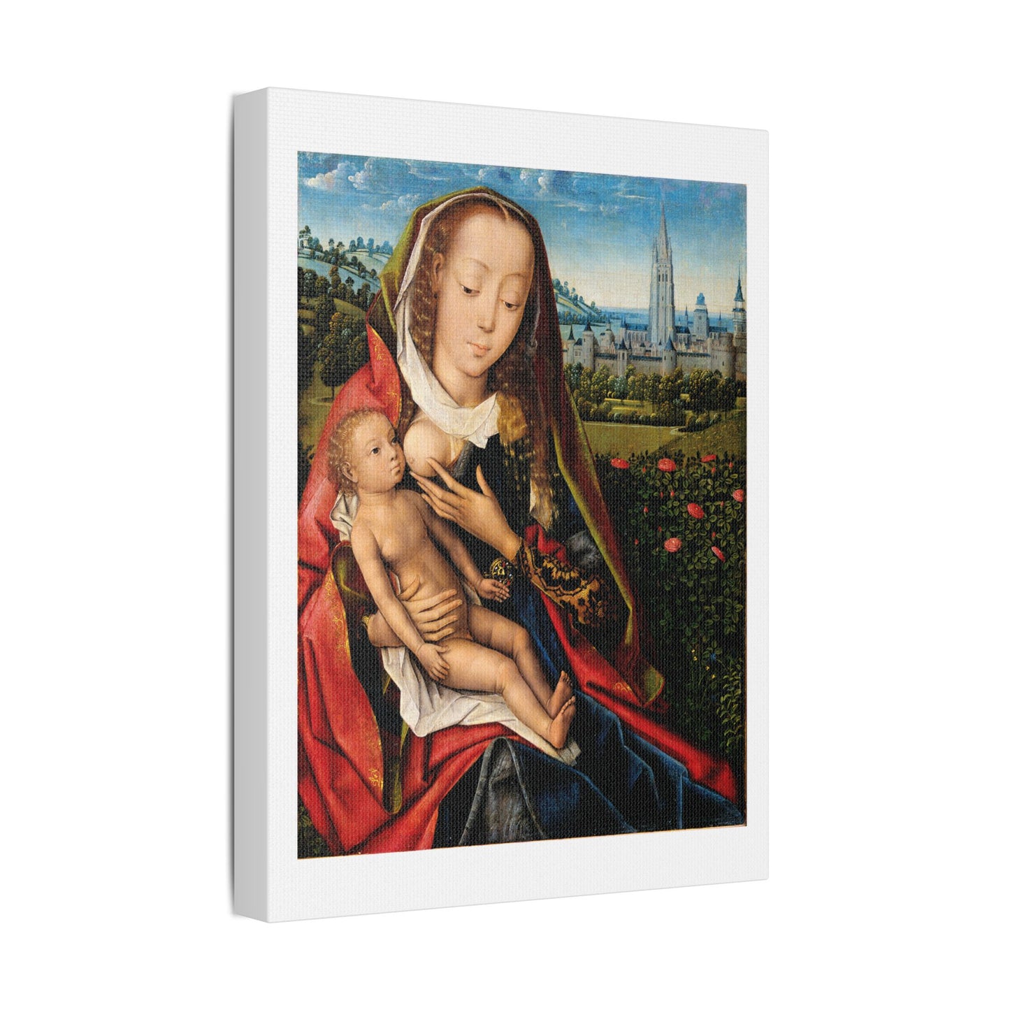 Virgin and Child in a Landscape (1480–90) by Master of the Legend of Saint Lucy, from the Original, Art Print on Canvas