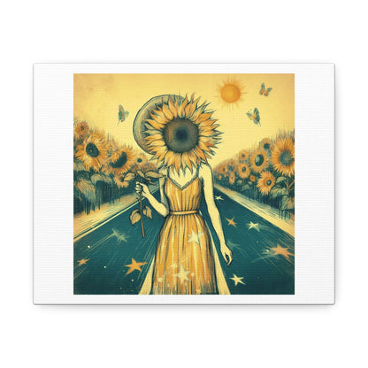 Humans and the Higher Power Sunflower Head 'Designed by AI' Art Print on Canvas