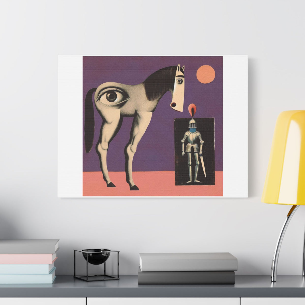 Surreal Horse and Knight Stretched Canvas Wall Art
