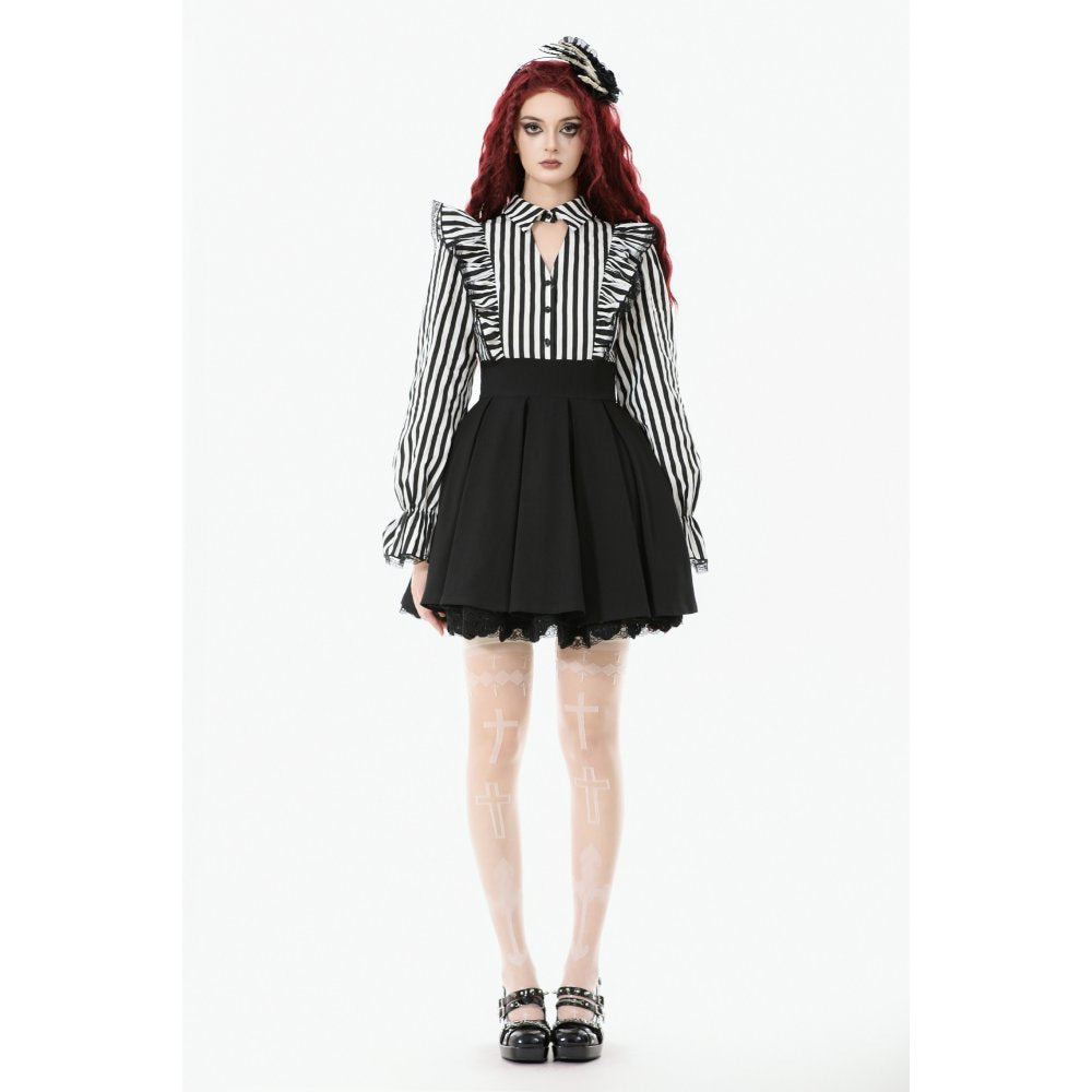 Dark in Love Striped Ruffle Victorian-Inspired Lolita Dress