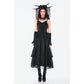 Dark in Love Gothic Satin Lace Tiered Dress
