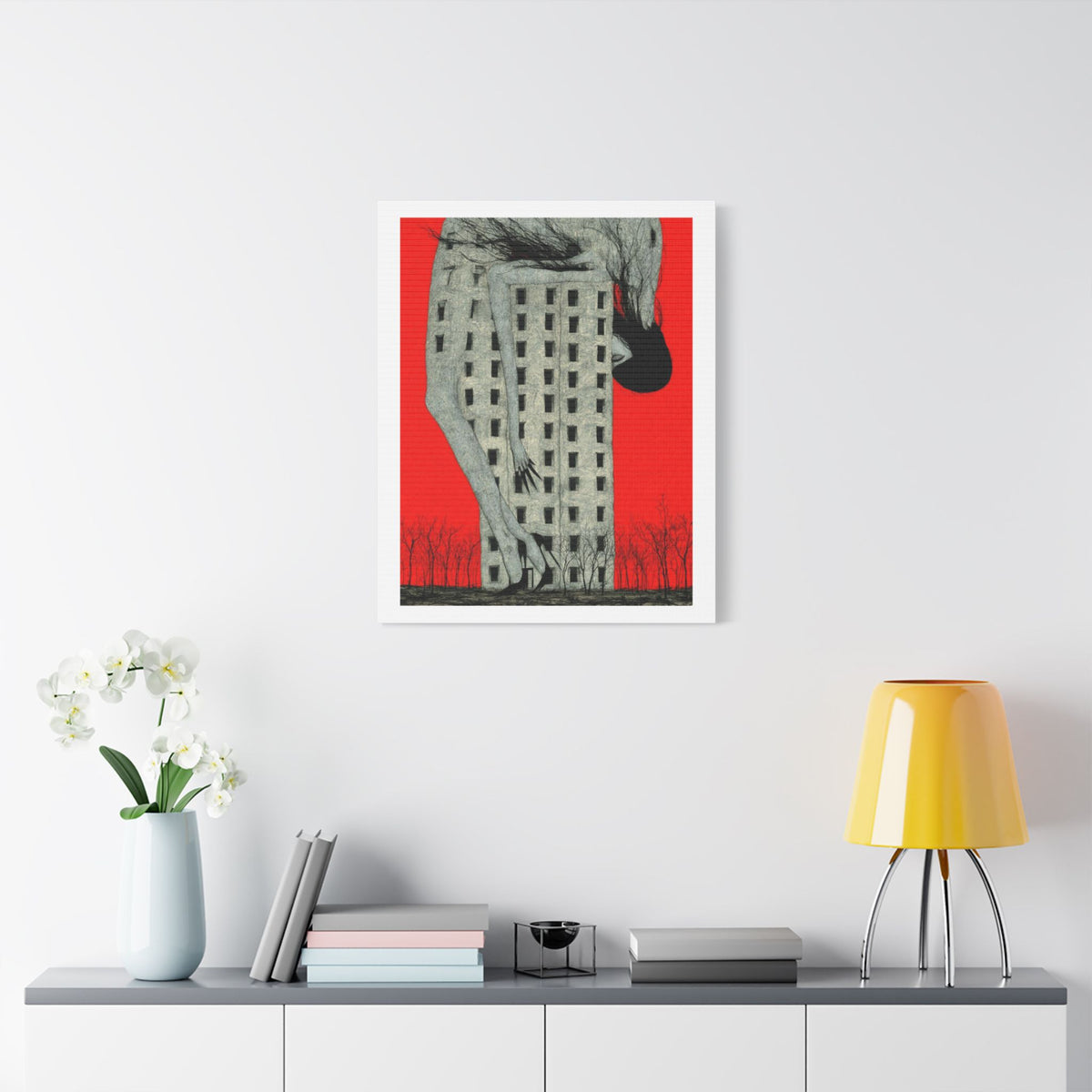 Tower, Neo-Surrealism, Art Print on Satin Canvas, Stretched