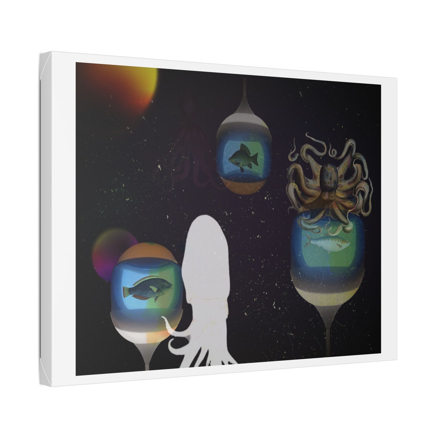 Visitors at the Exotic Earth Acquarium 'Designed by AI' Canvas Art Print