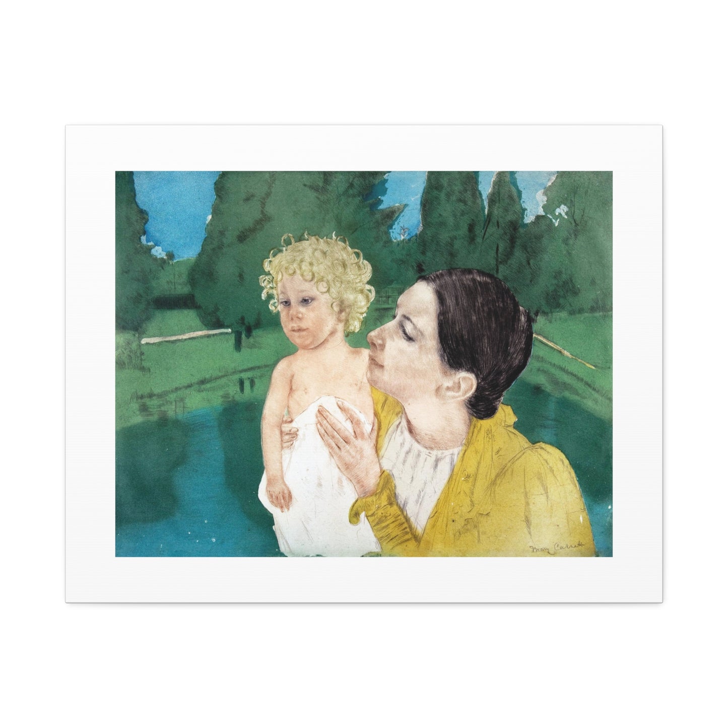 By the Pond (circa 1896) by Mary Cassatt, Canvas Art Print from the Original