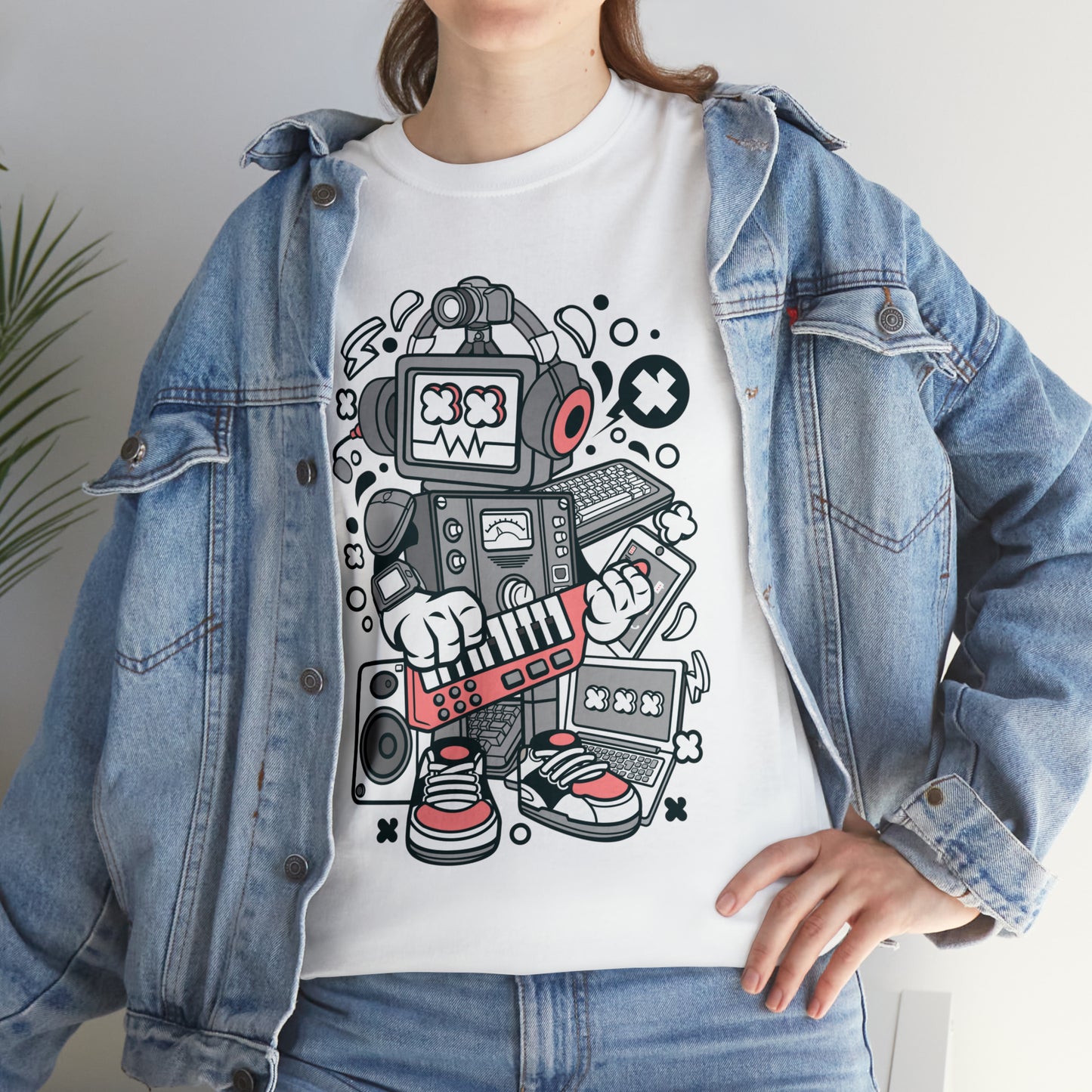 Robot Music Machine Cartoon T-Shirt