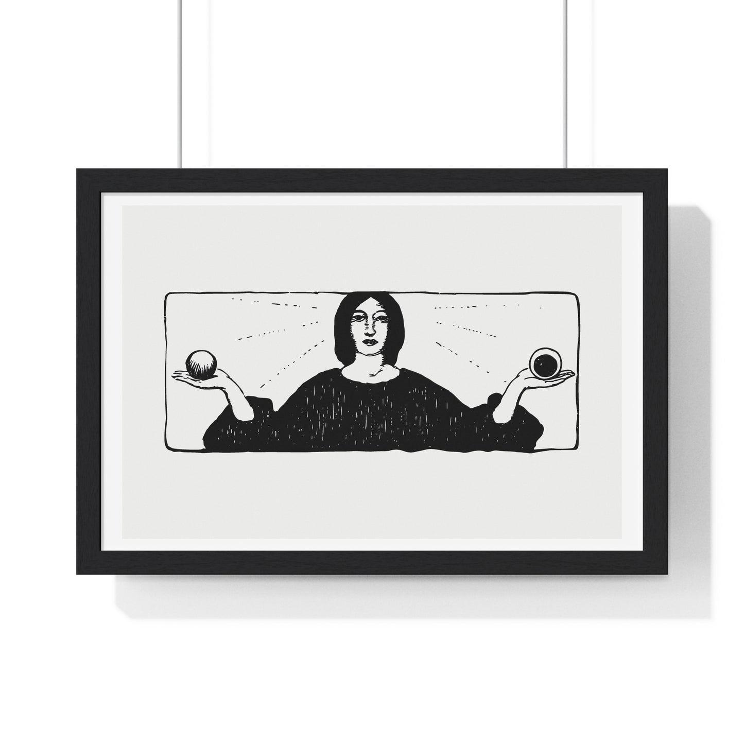 Woman Holding Balls, Religious Vintage Illustration, from the Original, Framed Art Print