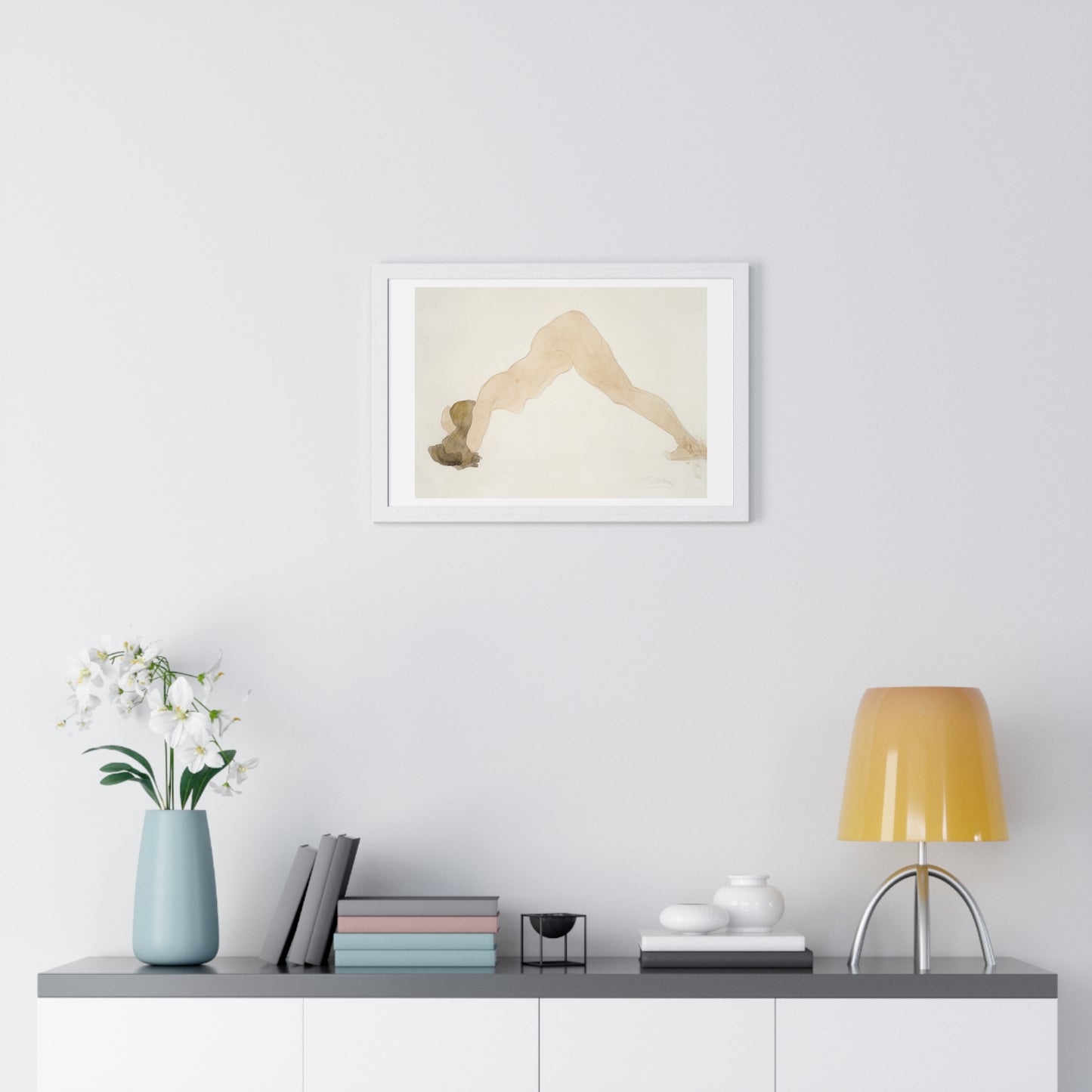 Vintage Erotic Art, Nude Standing with Head on Ground (1917) by Auguste Rodin, from the Original, Framed Art Print