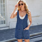 Vireous Women's Denim Overalls Dress with Pockets, Sling Midi Dress