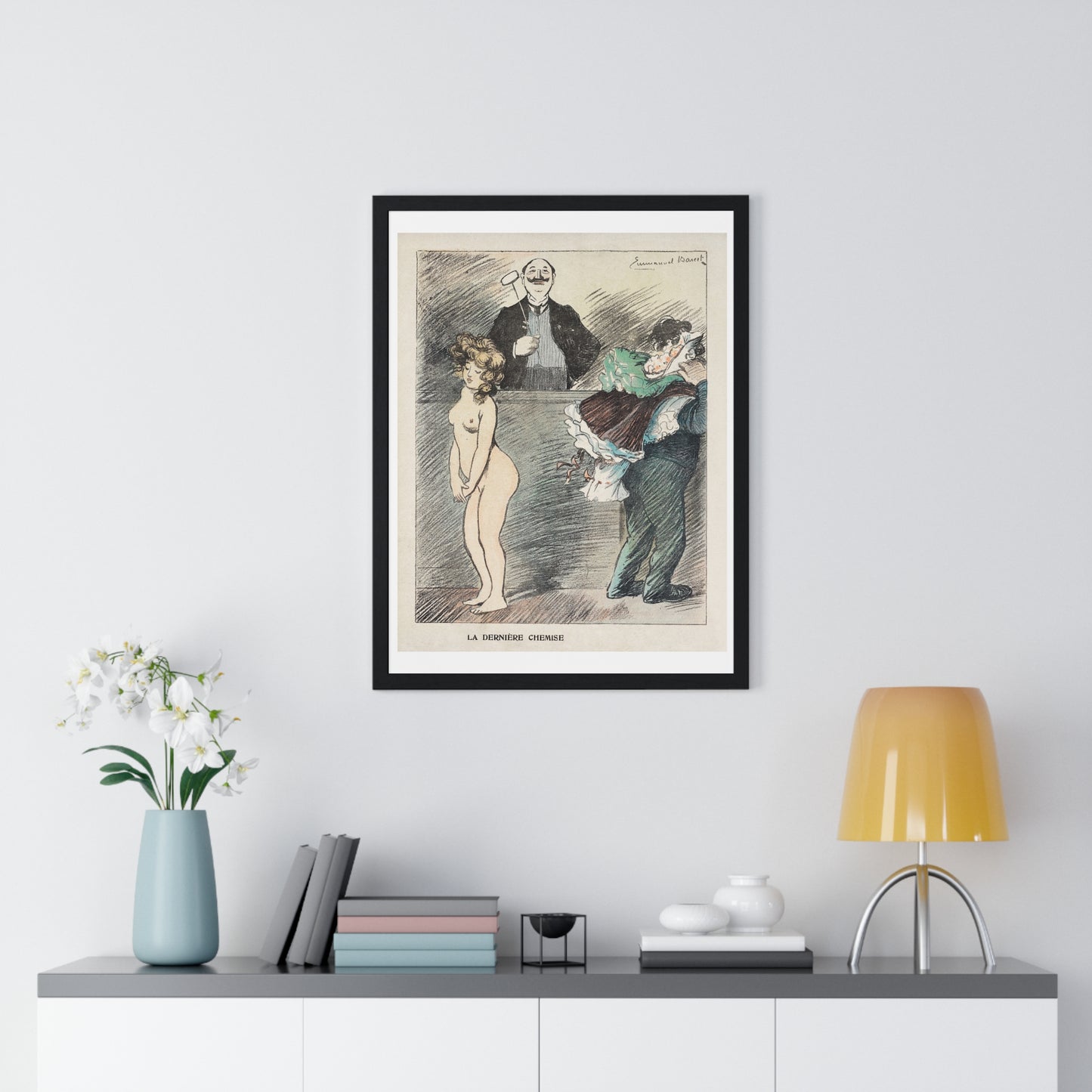 Veilinghouder met een Naakte Vrouw (1905) by Anonymous, from the Original, Framed Art Print
