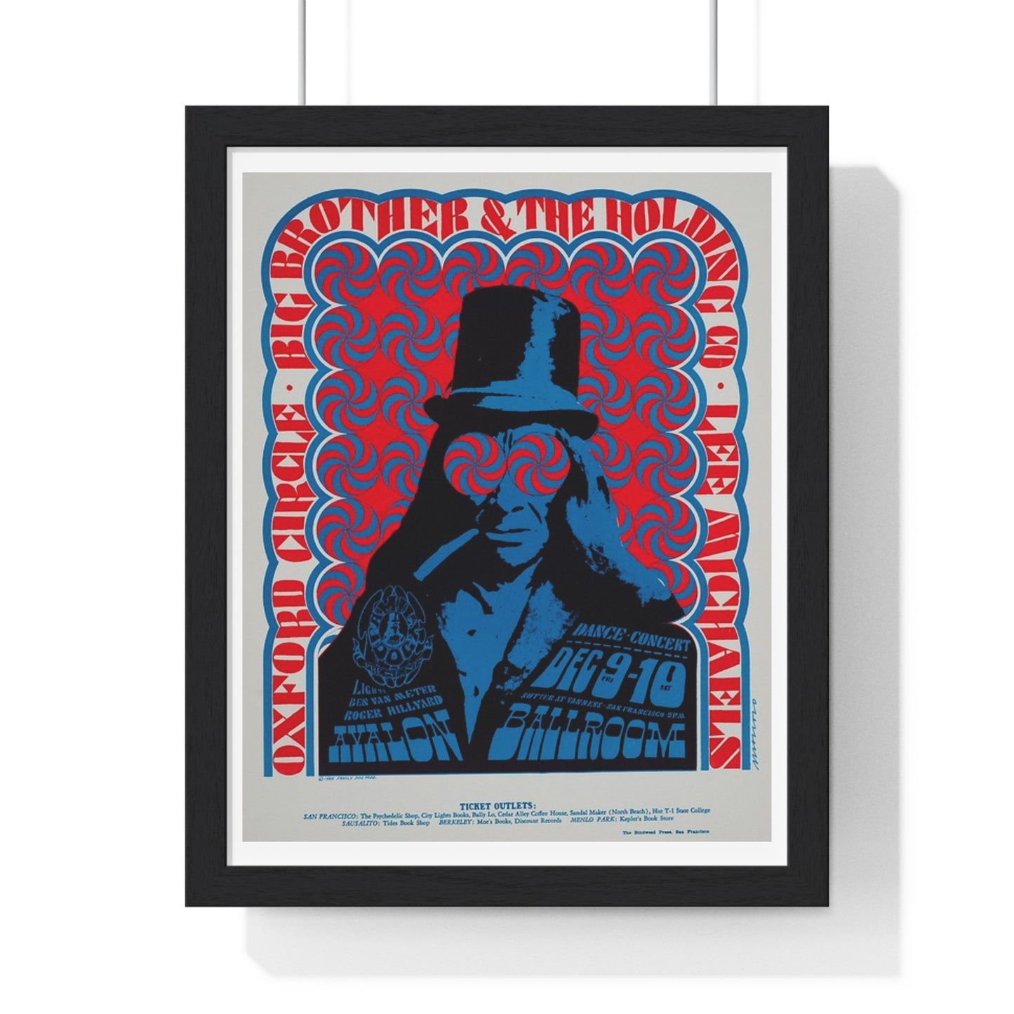 Big Brother and the Holding Company, 1970s Psychedelic Poster Art, from the Original, Framed Print