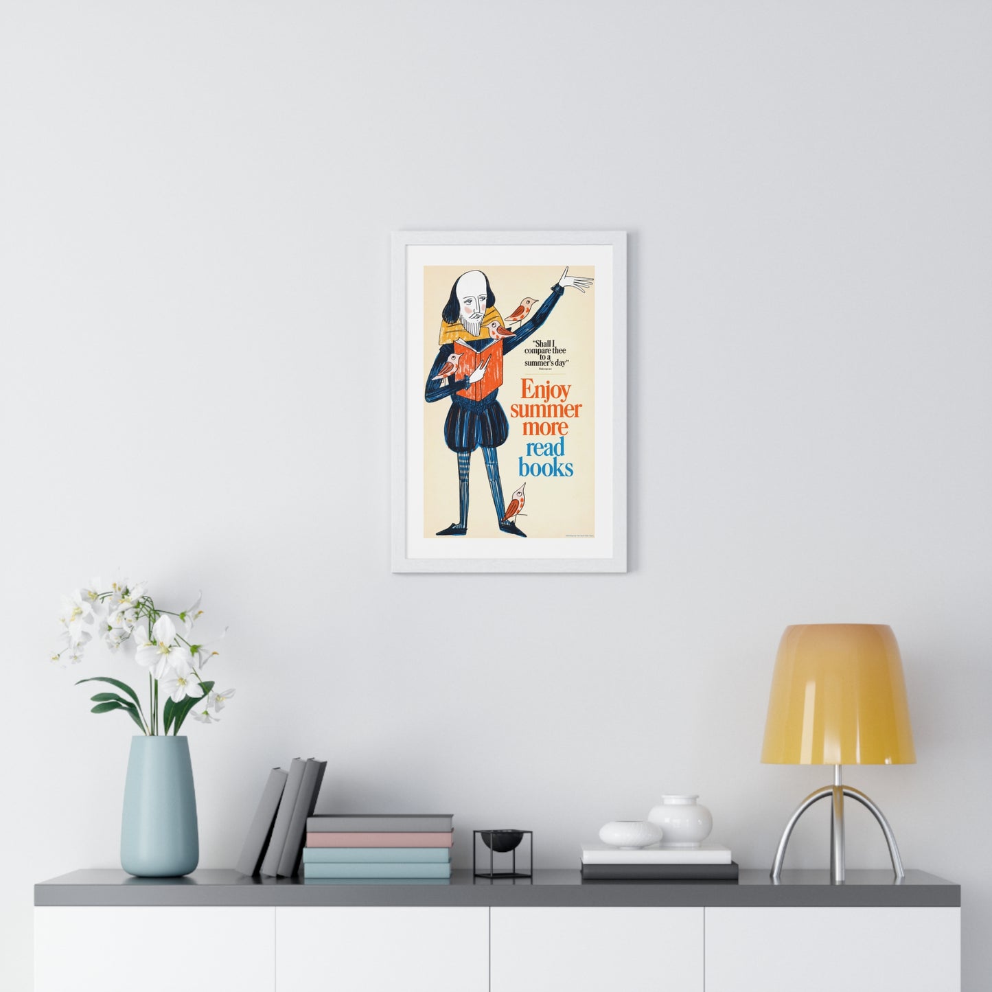 Enjoy Summer More, Read Books (1966) Vintage Poster by Bill Sokol, from the Original, Framed Art Print