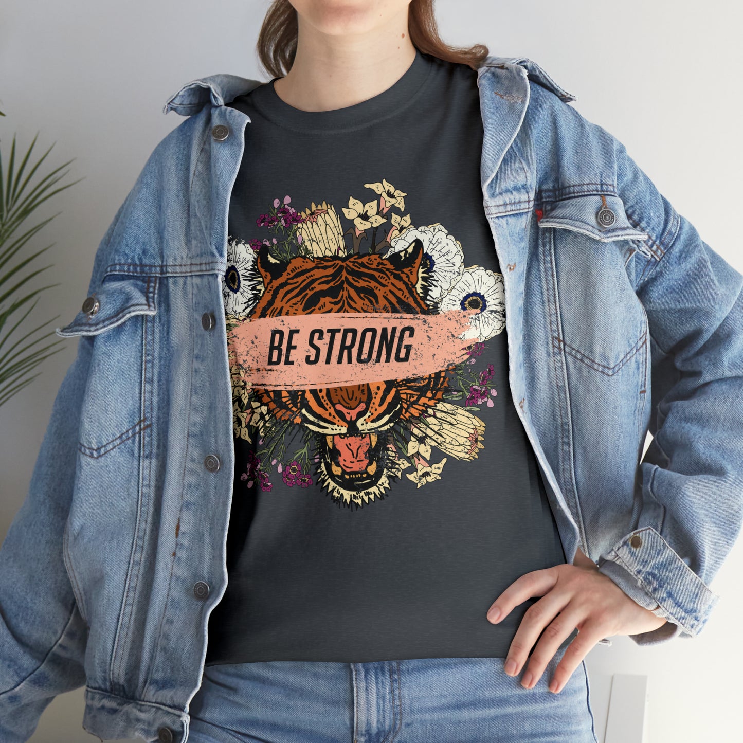 Be Strong Tiger Design Cotton T-Shirt