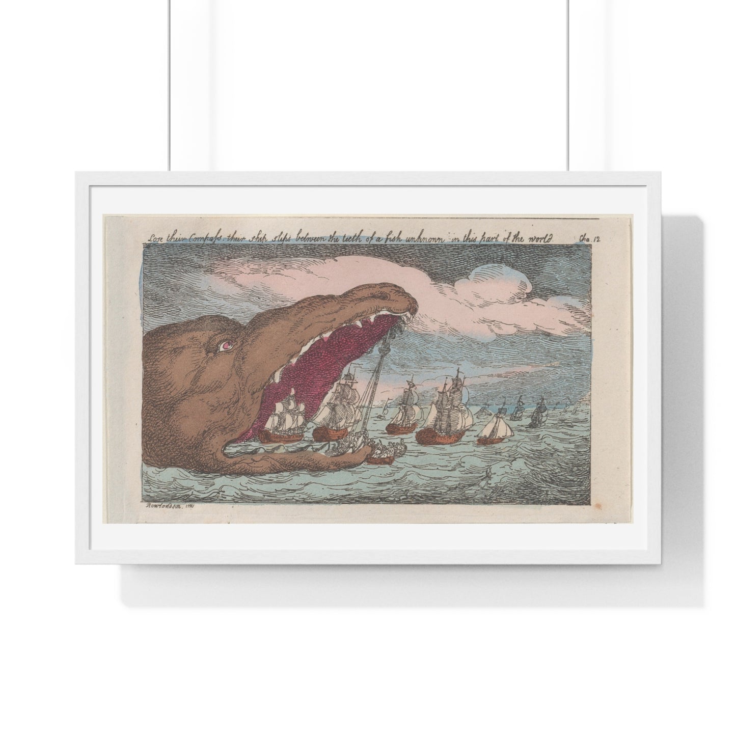 Lose their Compass, their Ship Slips Between the Teeth of a Fish Unknown in this Part of the World (1809) from the Original, Framed Print