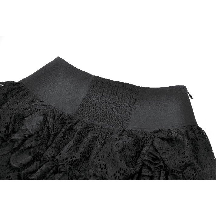Dark in Love Punk Eyelet Lace-Layered Mini Skirt