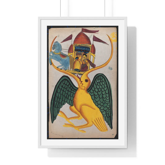 Rāma and Sītā Being Carried in the Beak of Jatayu (circa1880) Indian Watercolour, from the Original, Framed Art Print