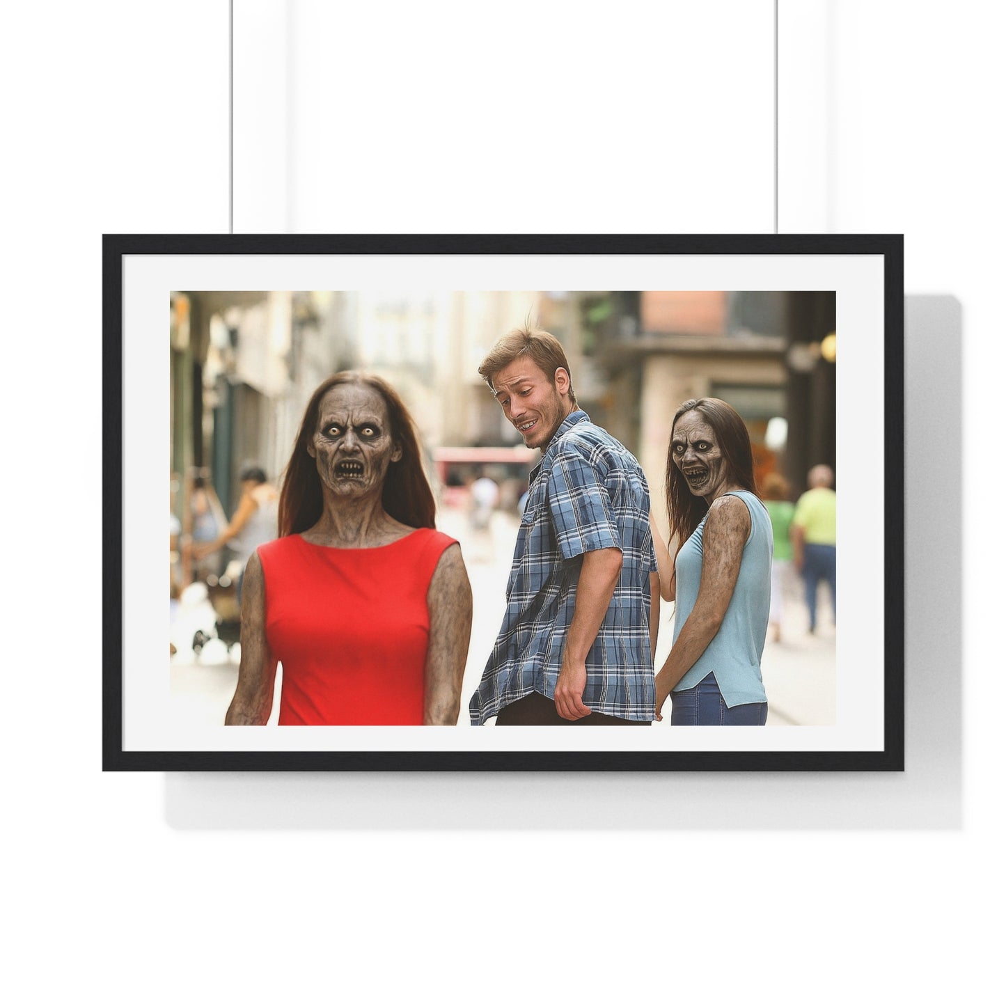 Distracted Boyfriend Meme Art, the Grotesque Reality of it All, Framed Art Print