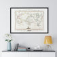 Vintage Map, the Voyages of Captain James Cook (1852) by James Cook, from the Original, Framed Print