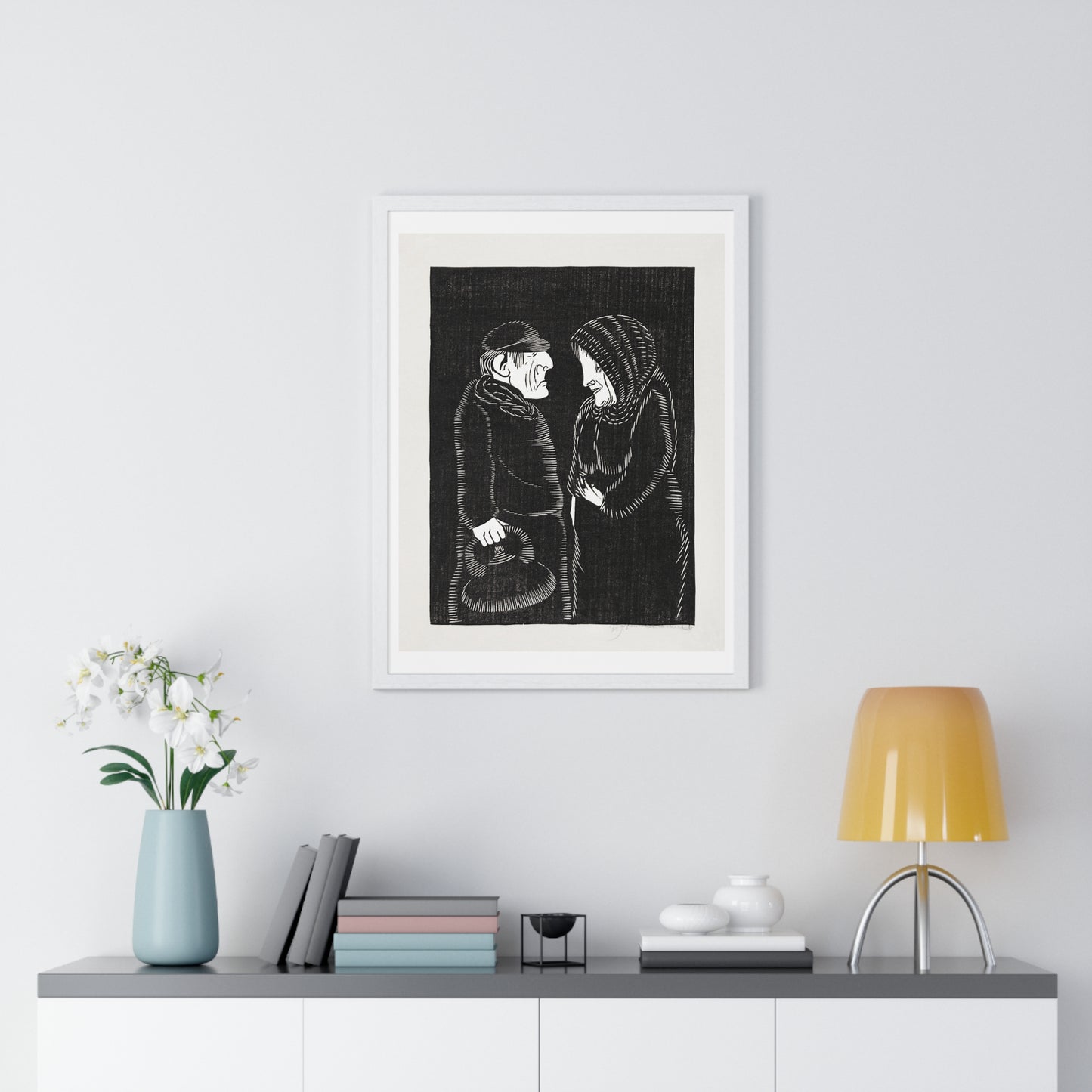 Fantastical Man and Woman 'Fantasie Man en Vrouw' (1929) by Samuel Jessurun de Mesquita, from the Original, Framed Art Print