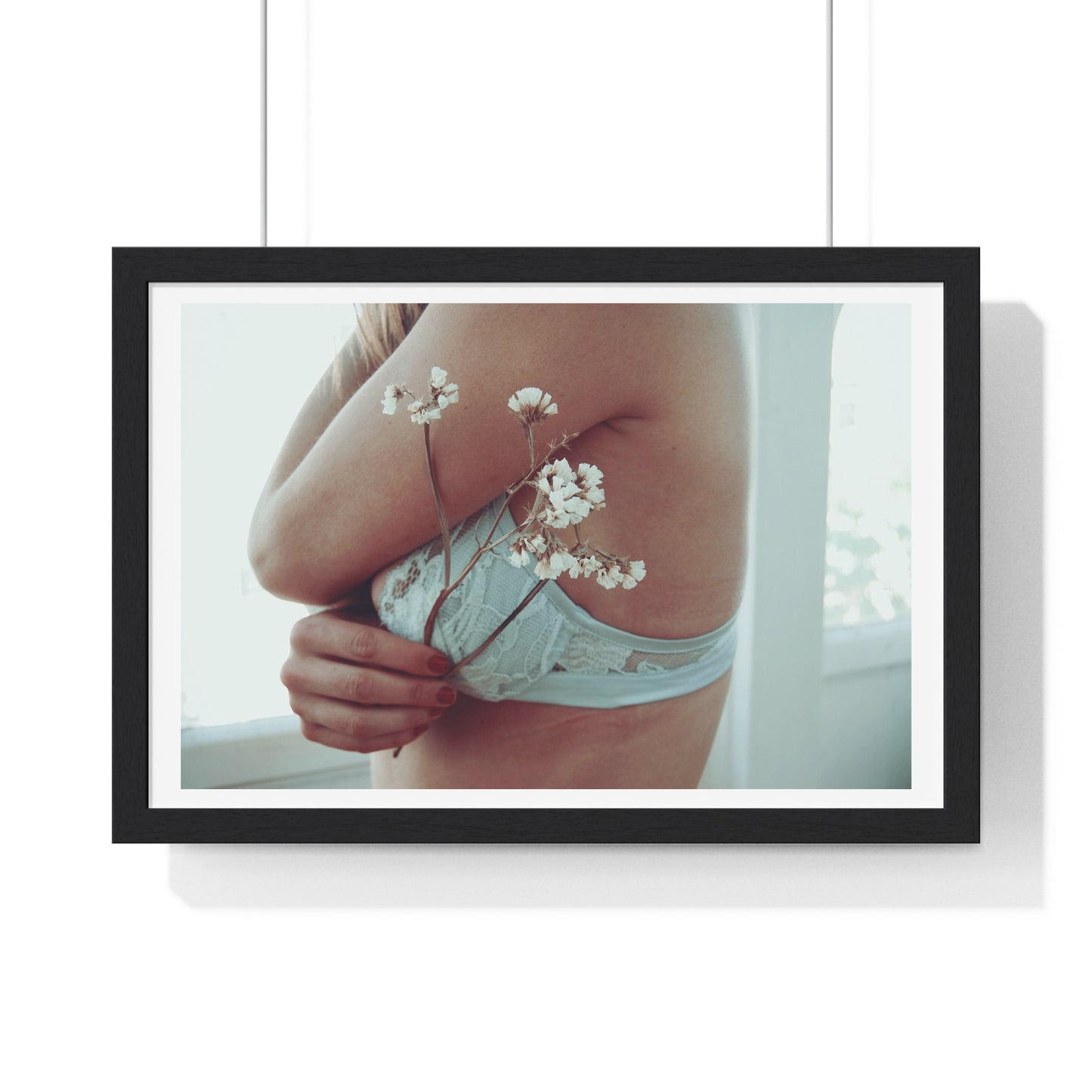 Woman and Flower, Photographer Unknown, from the Original, Framed Print