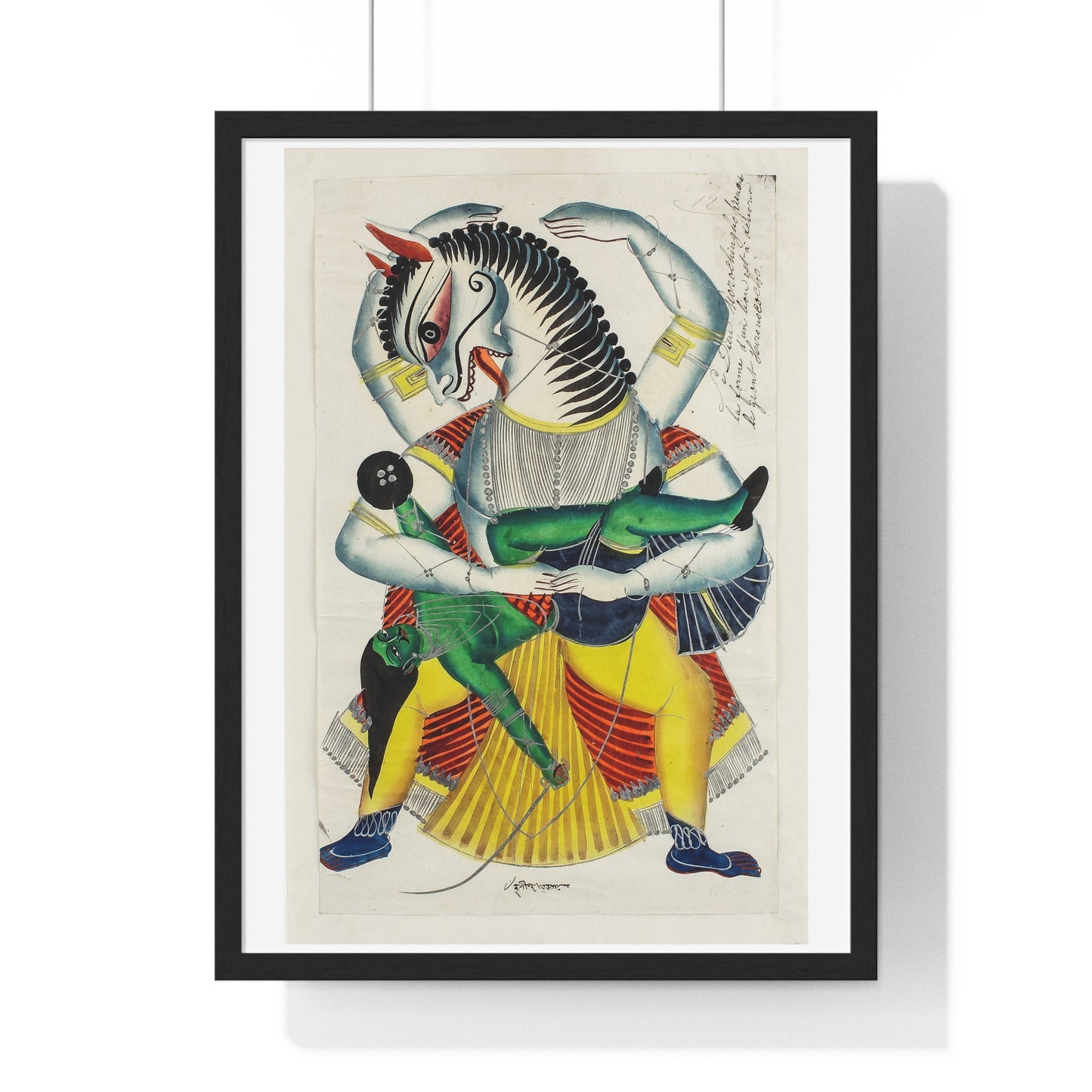 The Avatar Narasimha (1870) Vintage Hindu Deity Illustration, from the Original, Framed Print