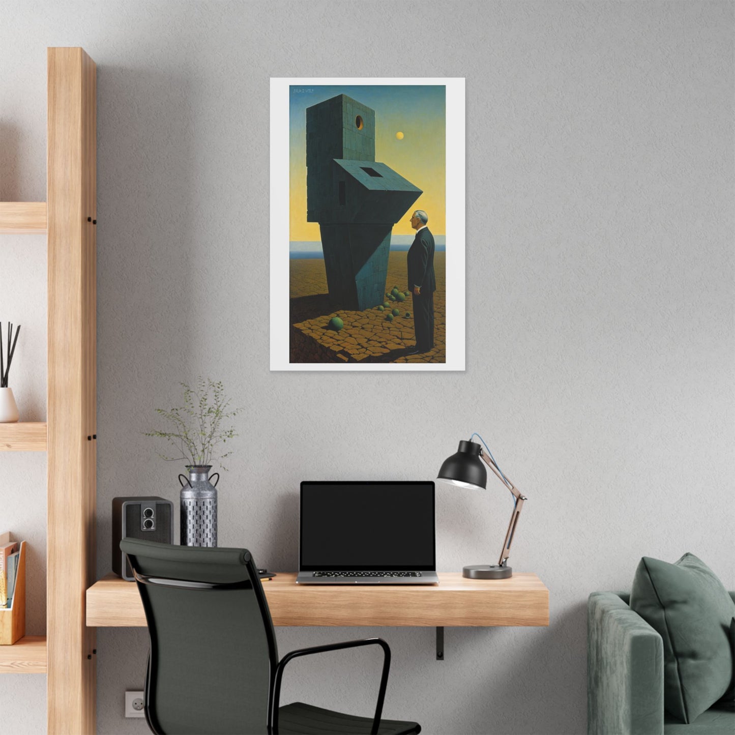 Man at the Watchtower II, Surrealist Art Style 'Designed by AI' Canvas Art Print
