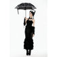 Dark in Love Belladonna Embroidered Folding Parasol in Black