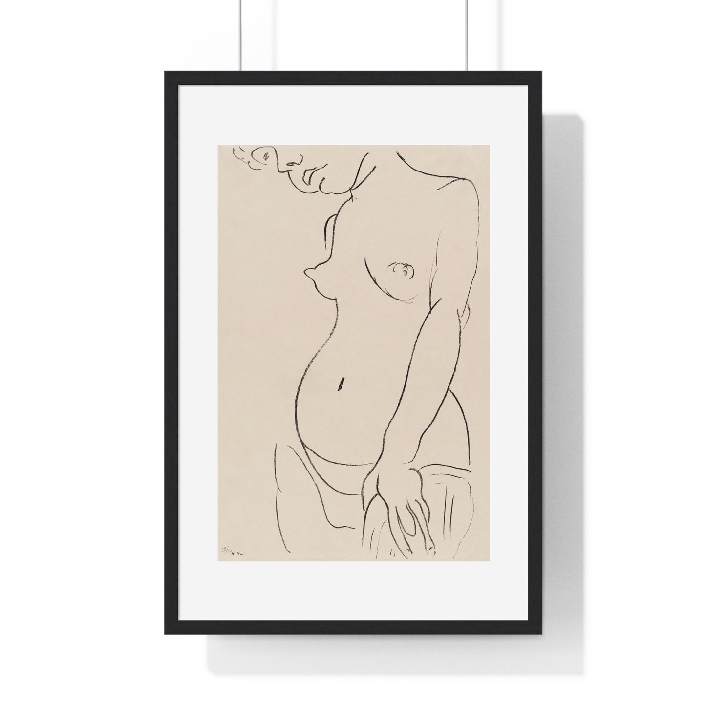 Nude Three Quarters, Part of Head Cropped (1913) by Henri Matisse from the Original, Framed Art Print