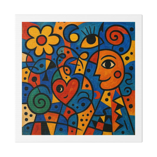 Love and Life Art in the Style of Joan Miro 'Designed by AI' Canvas Art Print