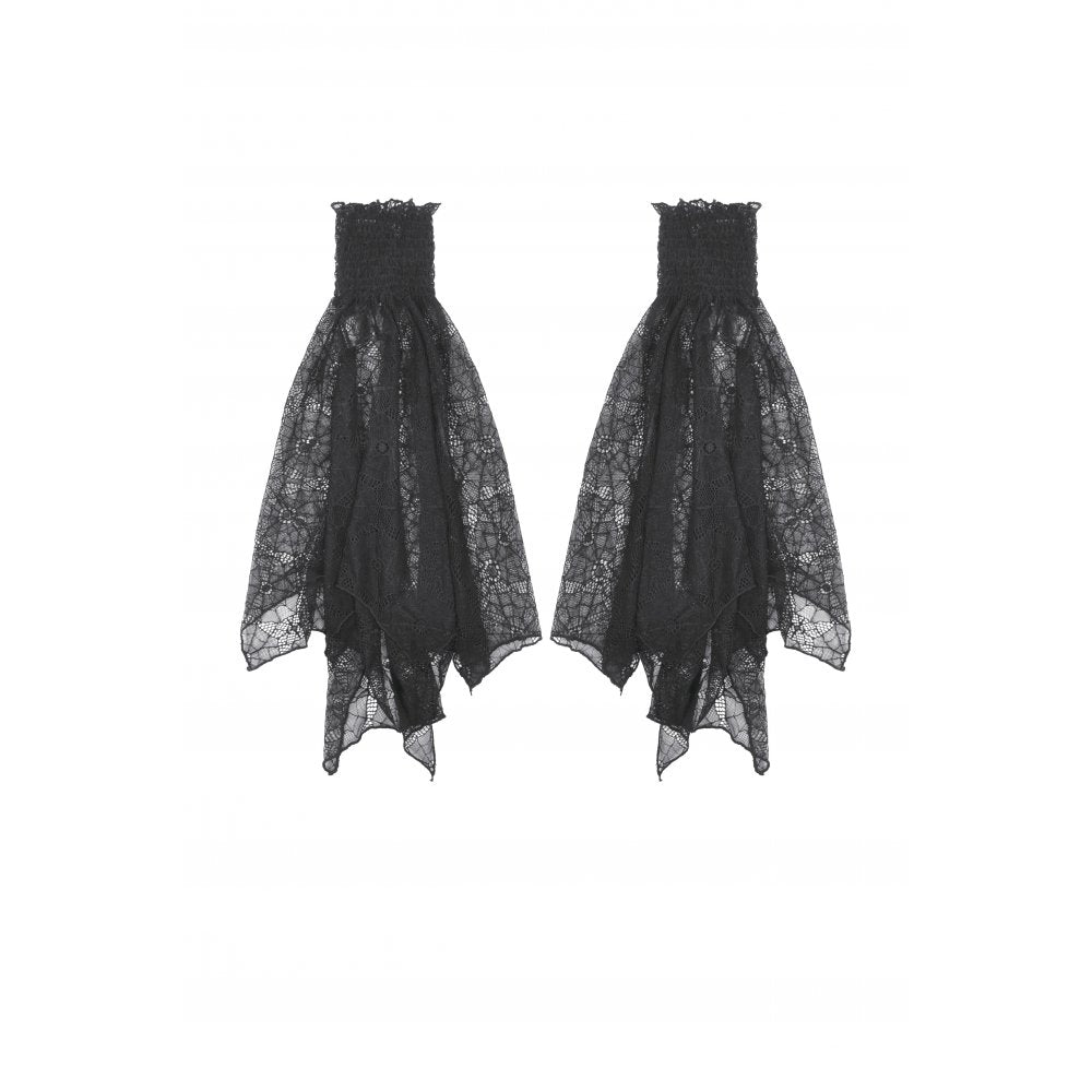 Dark in Love Seraphine Black Lace Ruffle Arm Warmer Sleeves