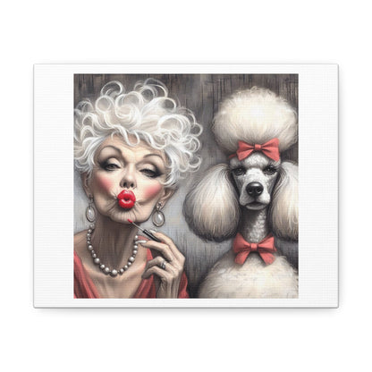 Diva and the Poodle Portrait Art 'Designed by AI' Print on Canvas