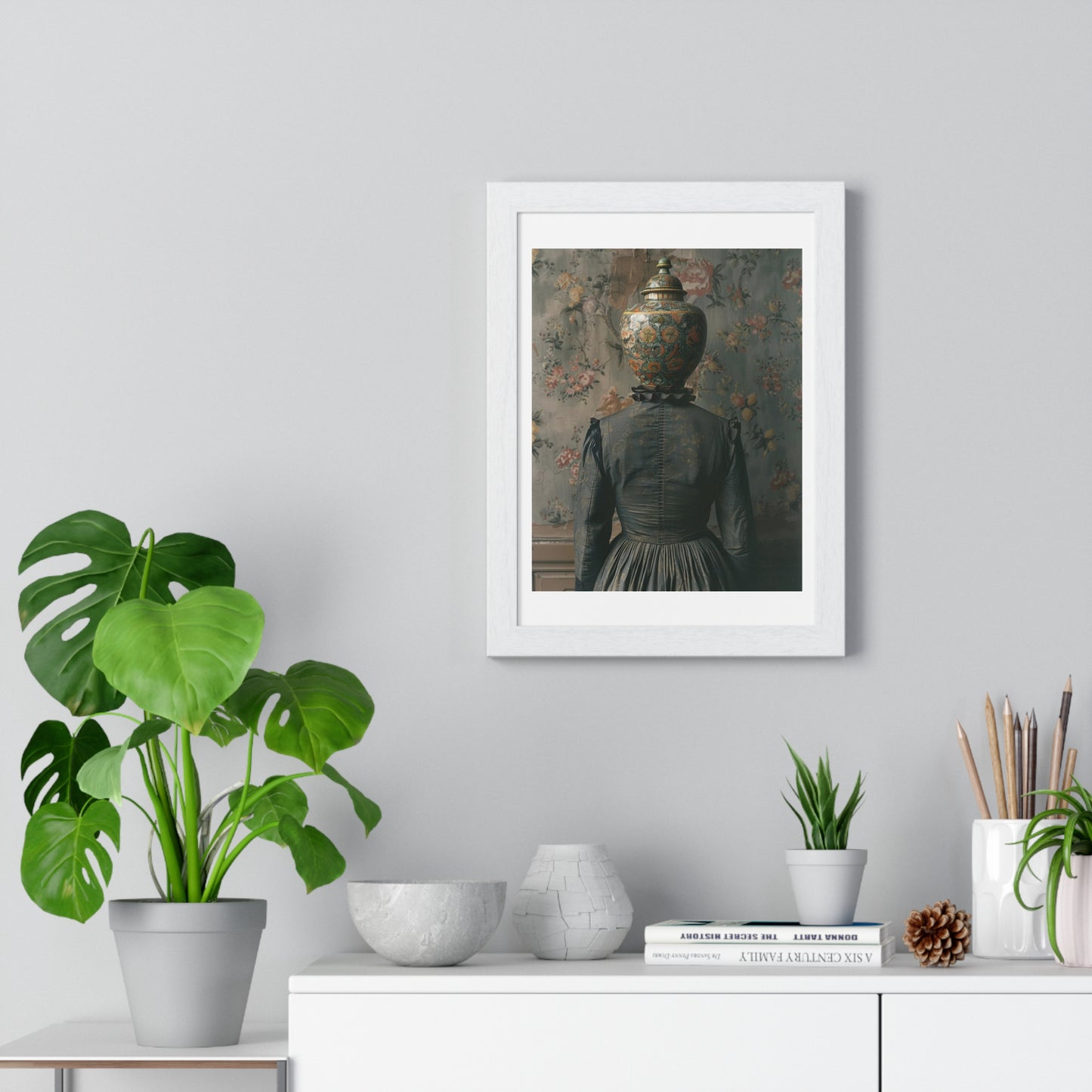 Head Replacement II, Abstract Art 'Designed by AI', Framed Art Print