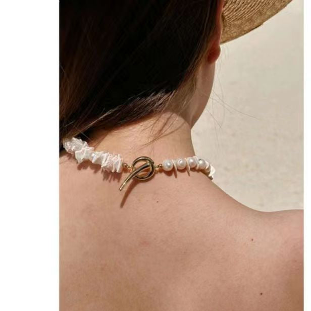 White Natural Shell Beaded-Design Versatile Necklace