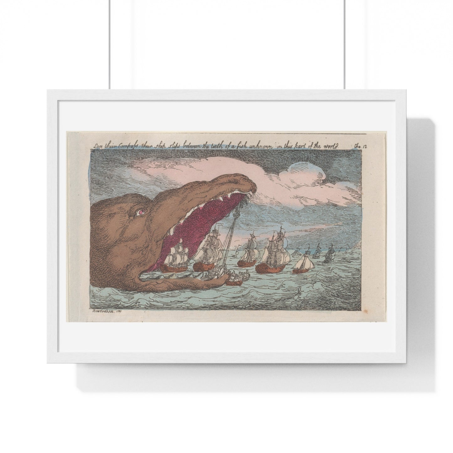 Lose their Compass, their Ship Slips Between the Teeth of a Fish Unknown in this Part of the World (1809) from the Original, Framed Print