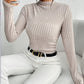 Vireous Women's Ribbed Mock Neck Knit Jumpsuit